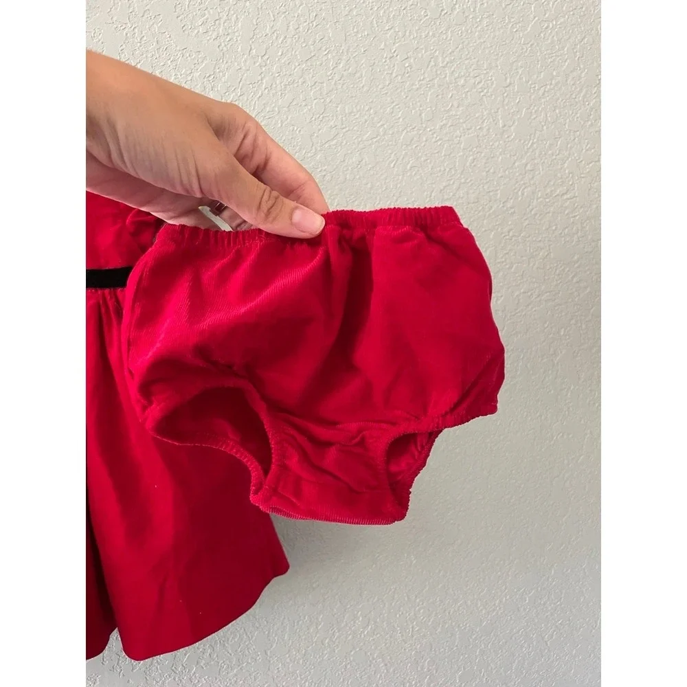 Ralph Lauren Girls 6 Month Red Corduroy Collared‎ Dress Holiday Christmas